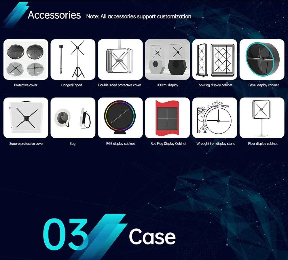 Hologram 3D Ventilador Projetor Advertising Display Luces Led light Sign Holographic Player Support Images Video Draw Audiences
